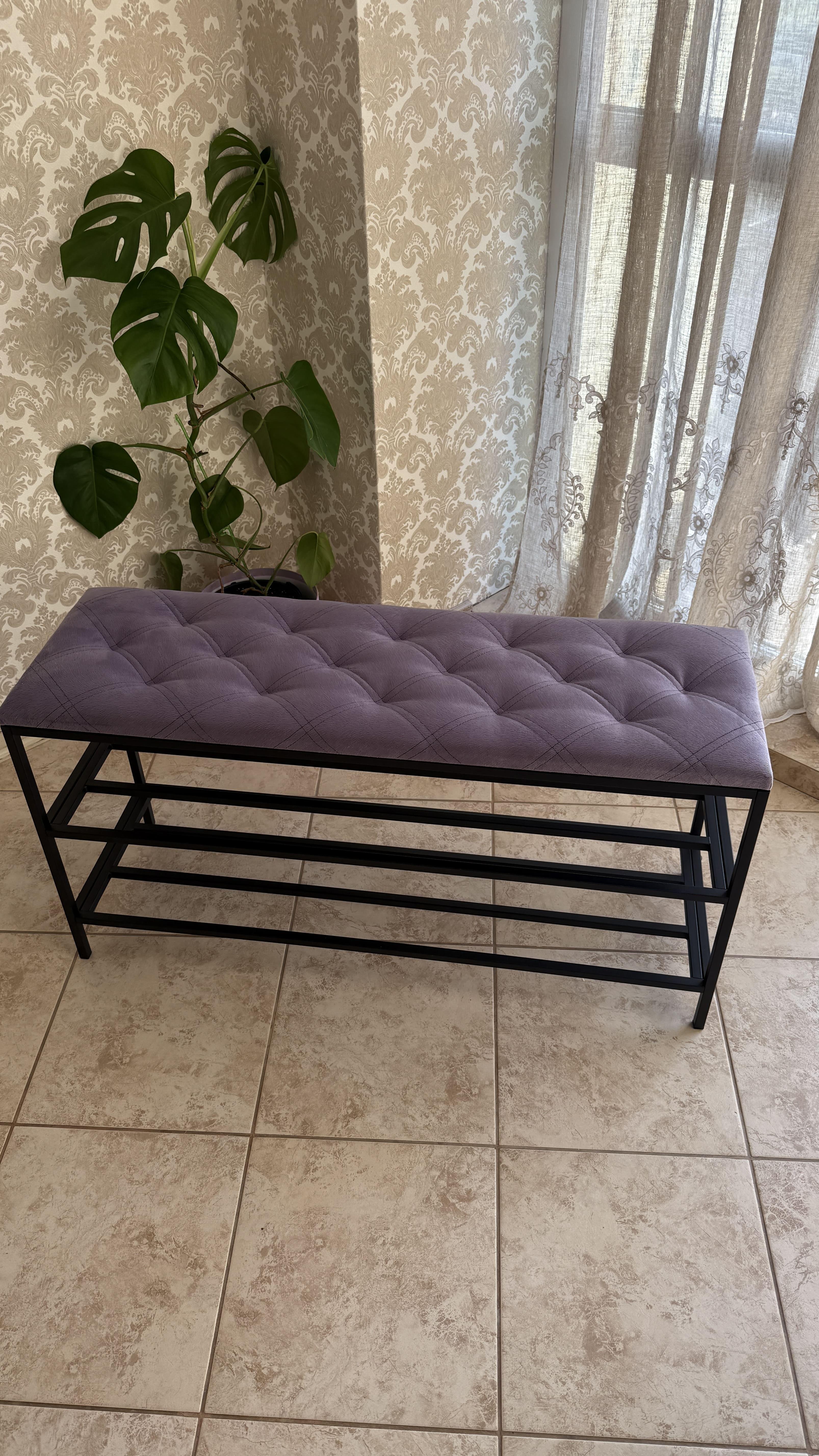 Банкетка велюрова антикіготь 100 см Бузковий (303030)