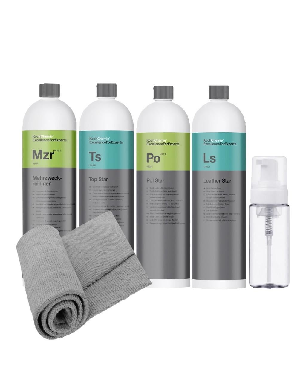 Набір для очищення та догляду за інтер’єром Mehrzweckreiniger Pol Star Top Star та Leather Star KochChemie на розлив 100 мл Набір для очищення та догляду за інтер’єром Mehrzweckreiniger Pol Star Top Star та Leather Star KochChemie на розлив 100 мл