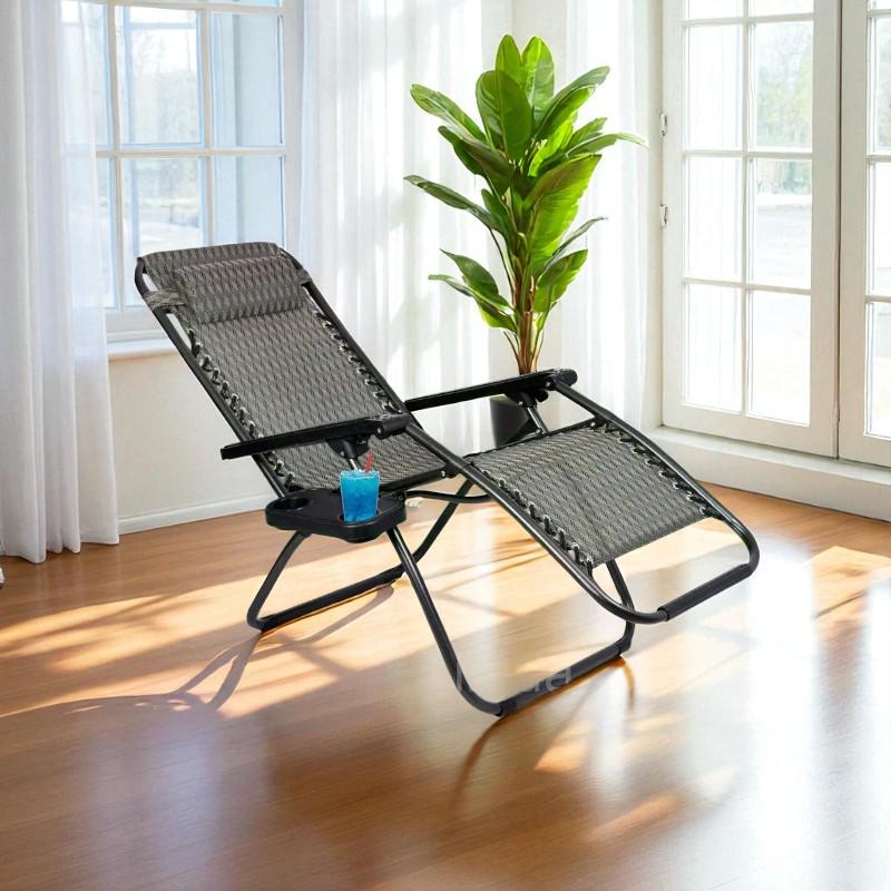 Крісло садове складане Zero Gravity до 120 кг Чорний - фото 3 Крісло садове складане Zero Gravity до 120 кг Чорний - фото 3