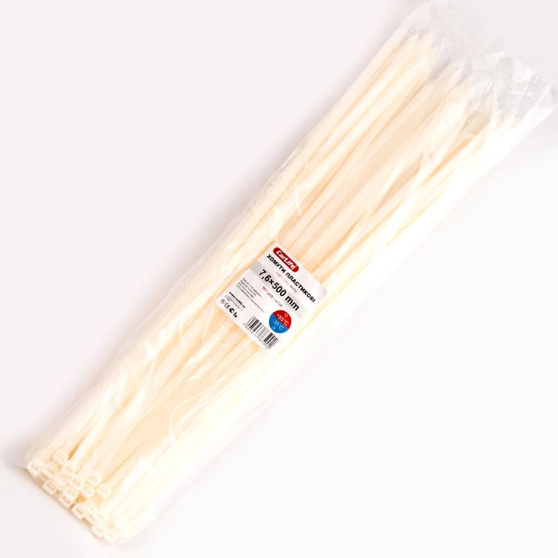 Хомут пластиковый CarLife 7,6x500 мм Белый