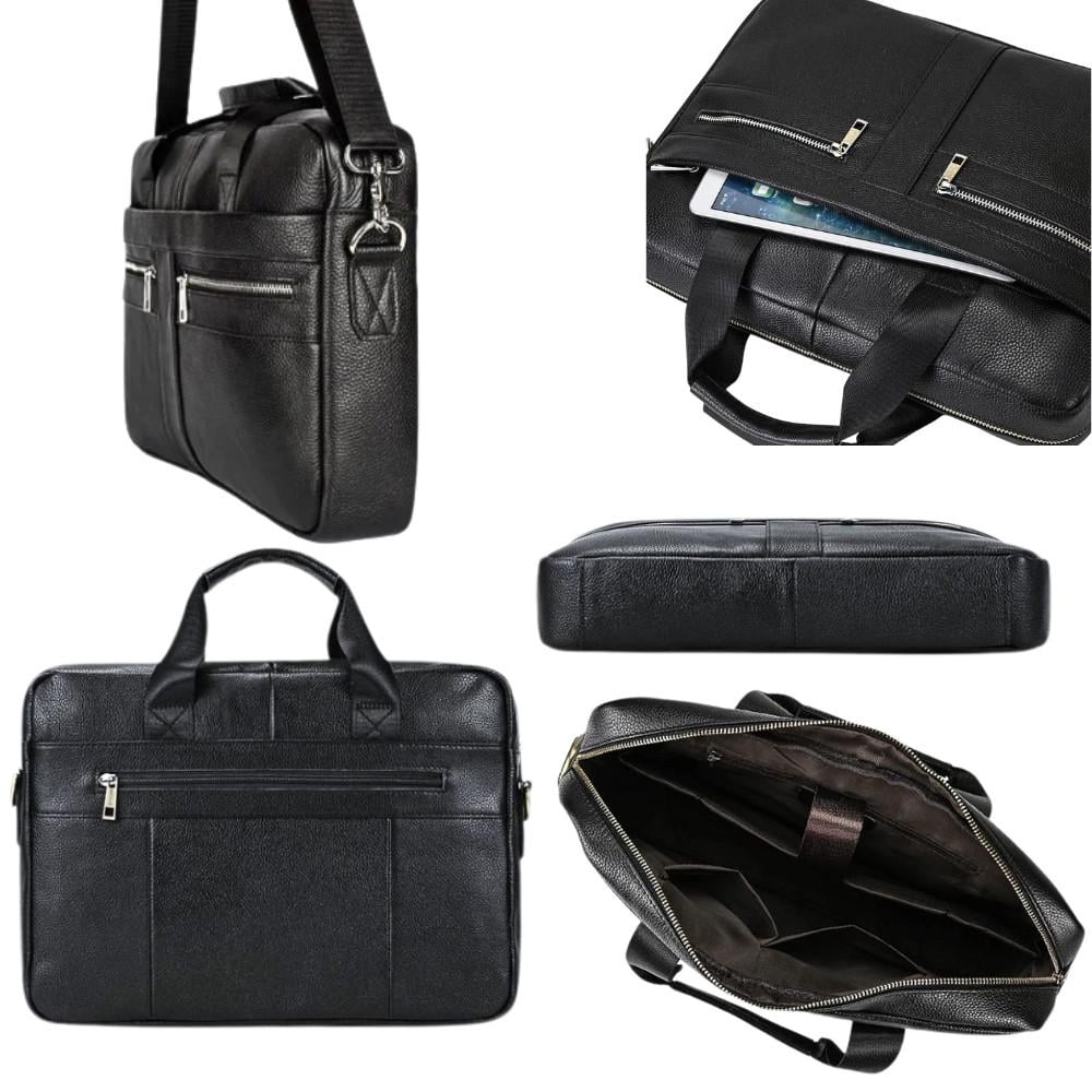 Портфель чоловічий Lorian з натуральної шкіри з відділенням для ноутбука Чорний (LR 252019-black) - фото 6 Портфель чоловічий Lorian з натуральної шкіри з відділенням для ноутбука Чорний (LR 252019-black) - фото 6