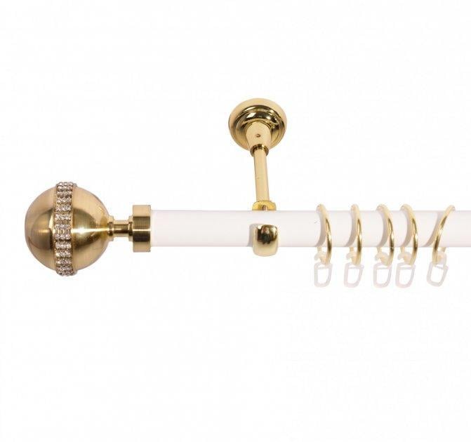 Карниз трубчастий одинарний Orvit Авея 25 мм 240 см Біло-золотий (000-6951) - фото 1