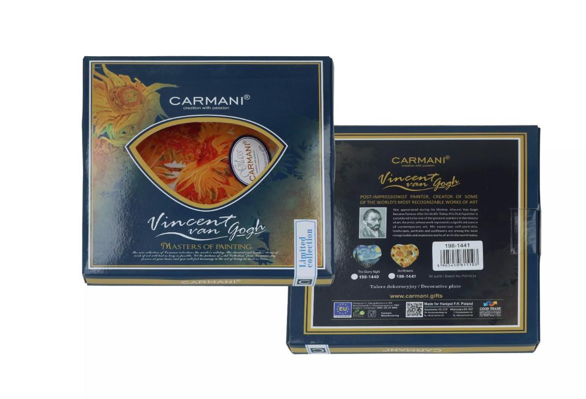 Тарелка стеклянная сердце Сармани Ван Гог Подсолнечник 18х19 см (198-1441) - фото 4 Тарелка стеклянная сердце Сармани Ван Гог Подсолнечник 18х19 см (198-1441) - фото 4