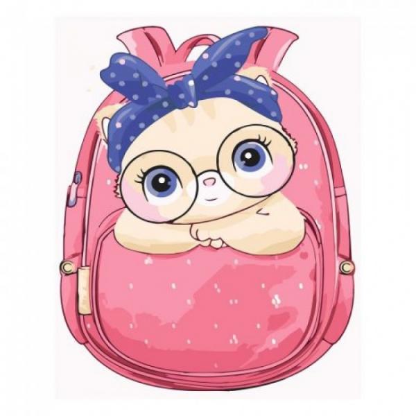 Картина за номерами Strateg Тварини Котик у сумці 30х40 см в термопакеті (SV-0020-mt)