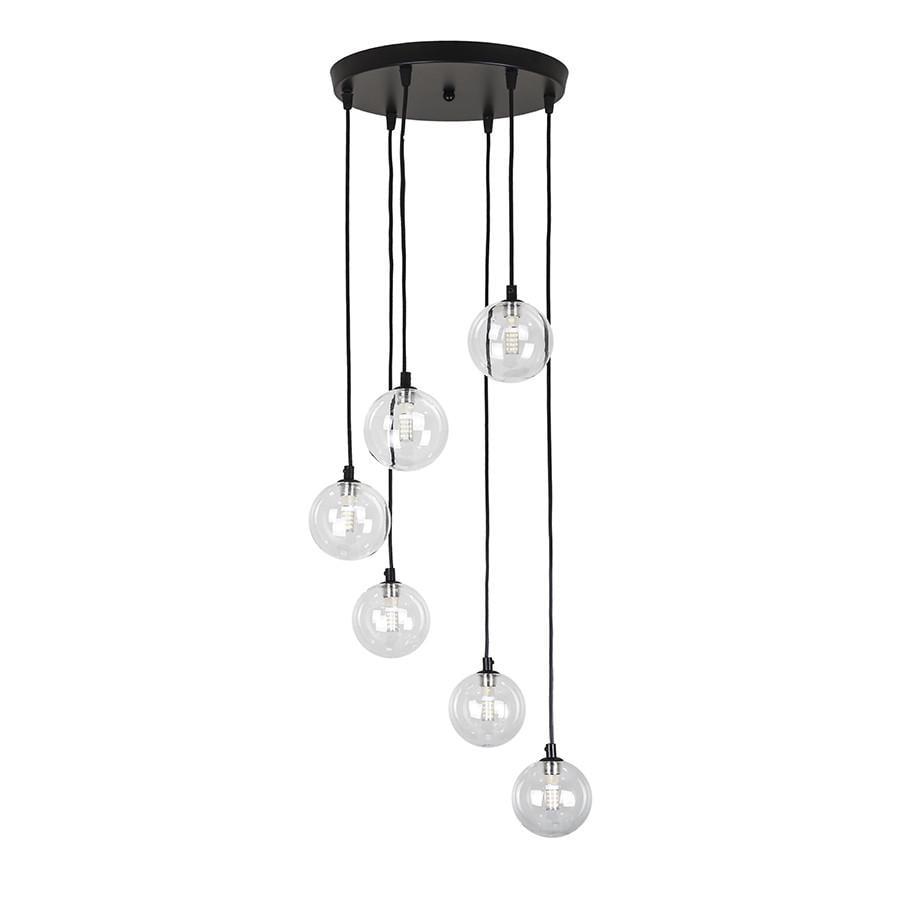 Подвесной светильник Levistella 761P1006F-6 BK+CL 300 на шесть плафонов Черный/Прозрачный (2354498427)