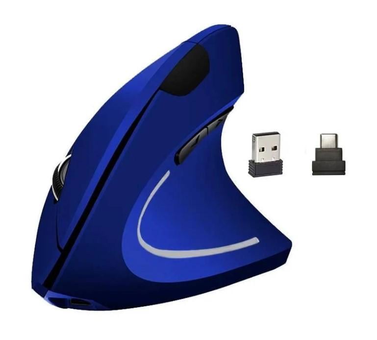 Мышь вертикальная для правшей Lemberger беспроводная двухрежимная Bluetooth/24GHz Синий (3309941)