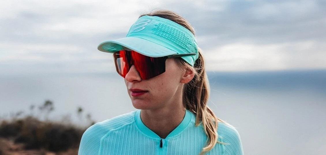 Повязка на голову с козырьком Compressport Spiderweb Headband On/Off Shell Blue - фото 6