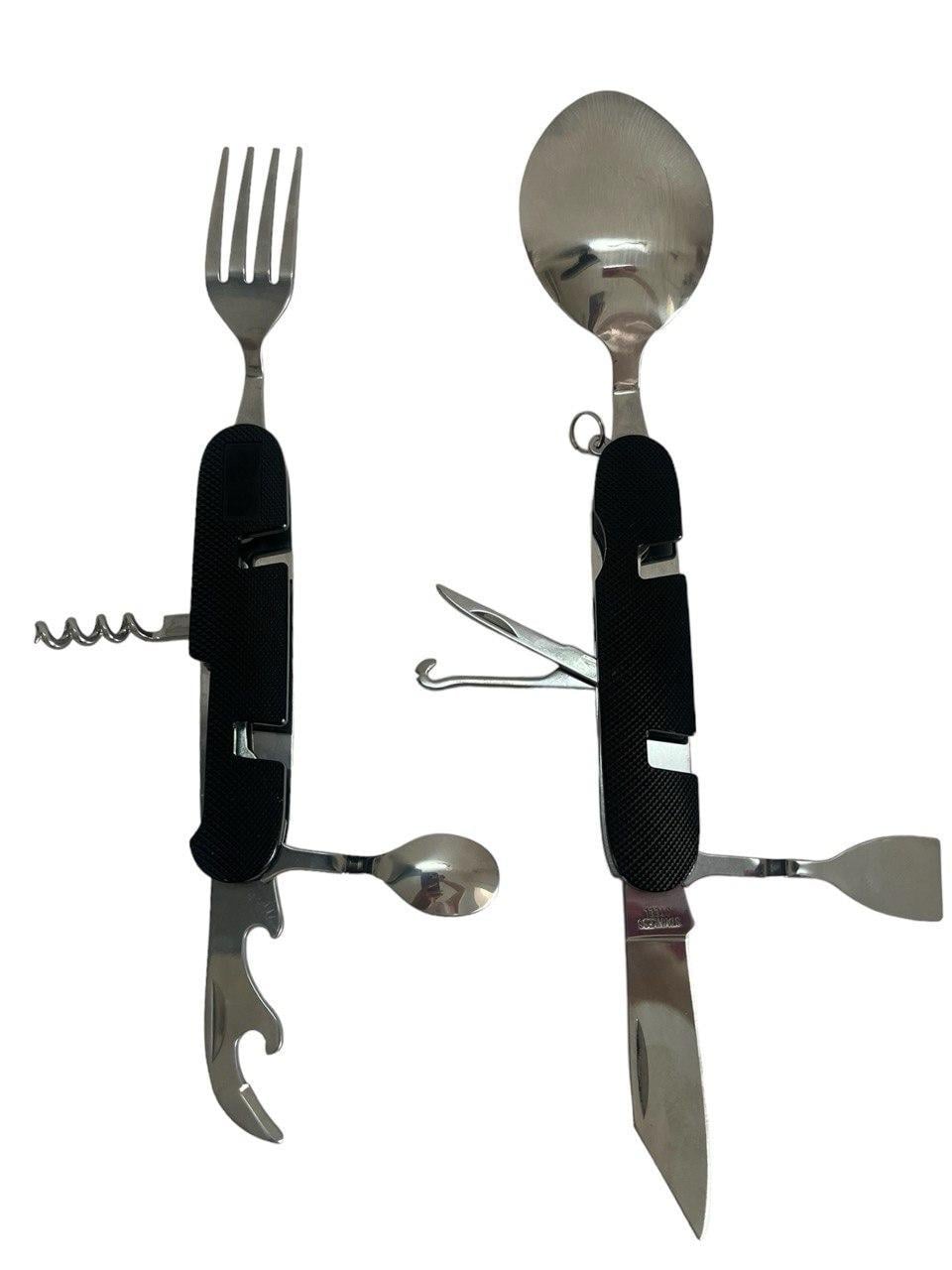 Мультитул вилка/ложка разборной А109 8в1 Черный