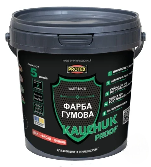 Краска высокоэластичная Protex KAUCHUK proof Water Based 1,3 кг Белый RAL 9003 (3014750964)
