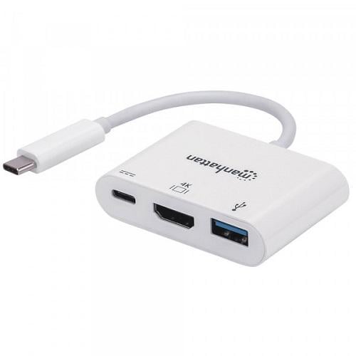 Док-станция Manhattan 152945 USB3.1 Type-C HDMI/USB 3.0/PD 60W White - фото 1