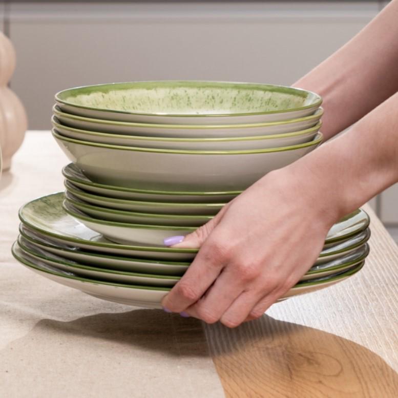 Столовый сервиз Ardesto Siena 3 предмета 1 персона фарфор Бело-зеленый - фото 12