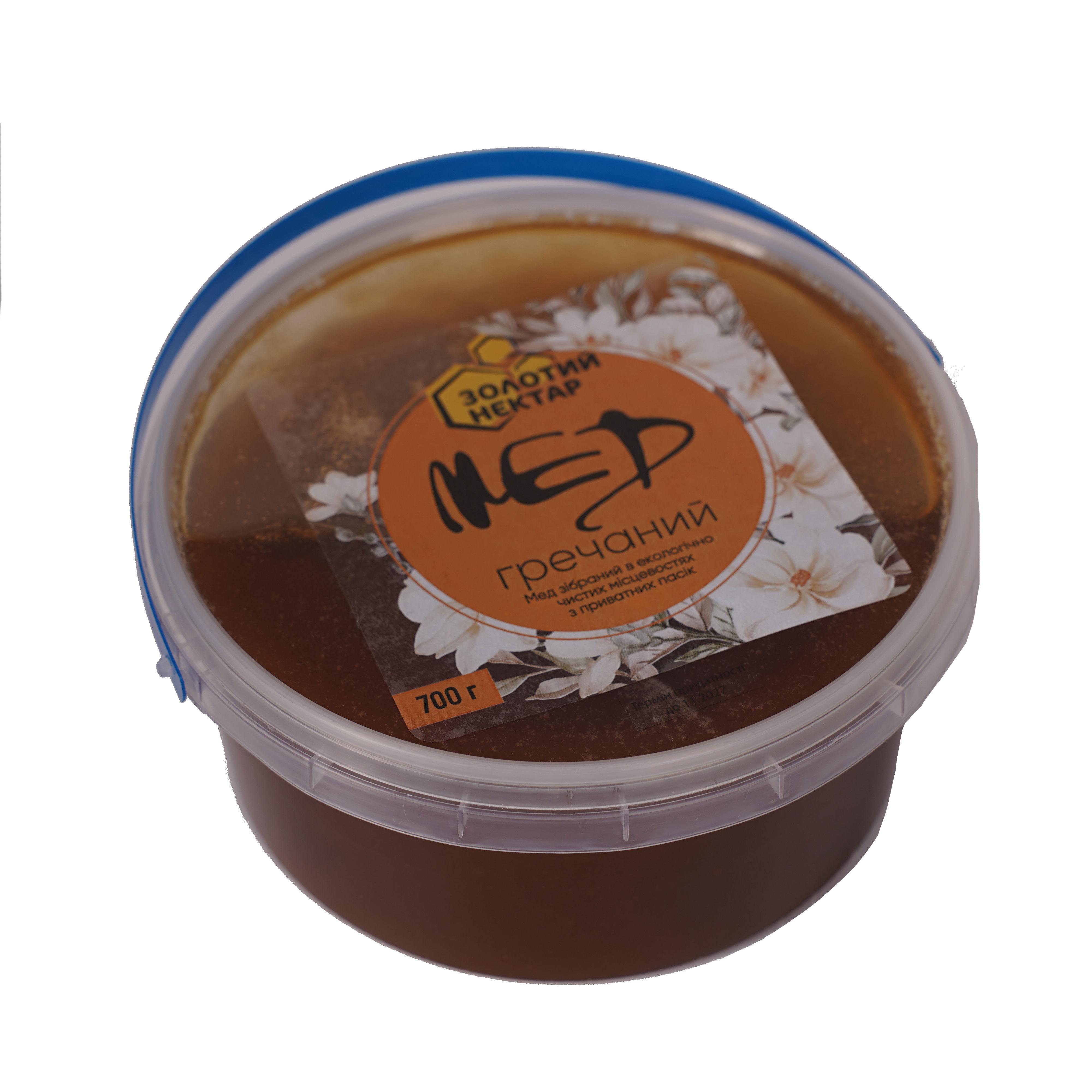 Мед гречишный натуральный пчелиный Золотой Нектар в ведре 700 г 0,5 л