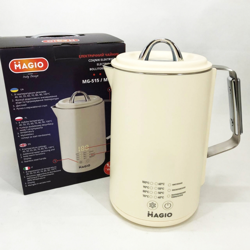 Електрочайник Magio MG-516 з регулювання температури 1,5 л 1500W (26202743) - фото 7 Електрочайник Magio MG-516 з регулювання температури 1,5 л 1500W (26202743) - фото 7