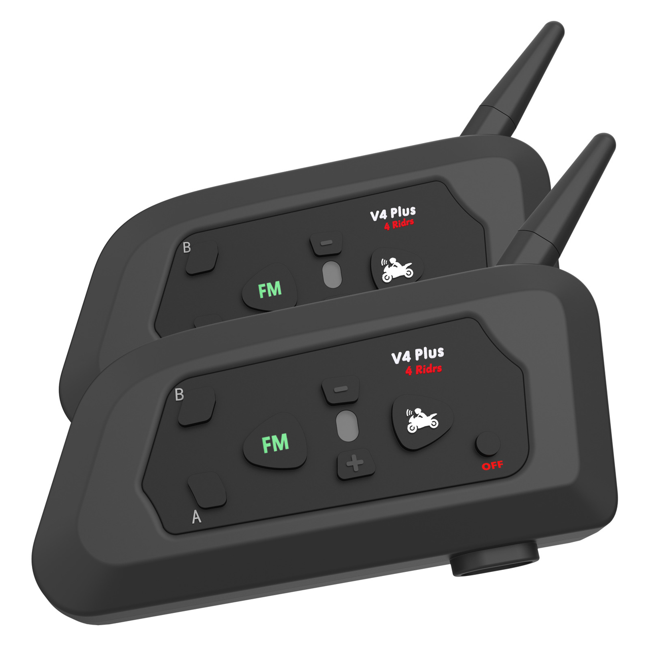 Гарнитура для шлема Houtonsen V4 Plus 2шт. до 1500 м, Bluetooth 5.0/Qualcomm/30 часов/интерком 4 райдера (2548644502)