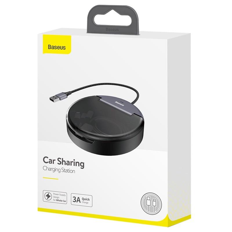 Зарядная станция в авто BASEUS Car Sharing Charging Station Type C/Dual USB with Three-in-one M/L/T Cable 3 A - фото 6