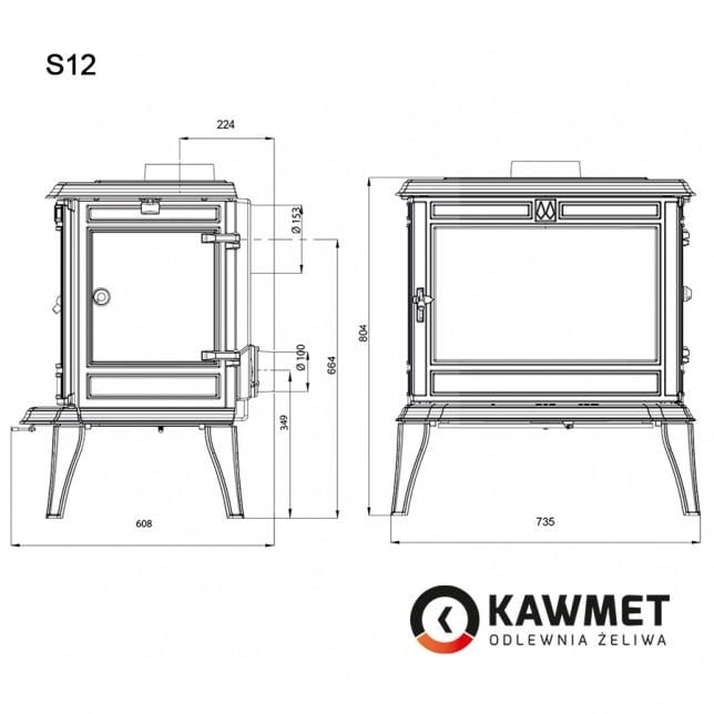 Печь чугунная KAWMET Premium ATHENA 12 кВт отопительно варочная (9236740) - фото 3