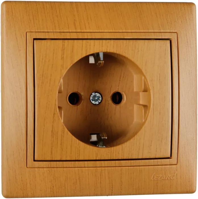 Розетка одинарная с заземлением Lezard Mira ПБТ Дуб классический (00000018498)