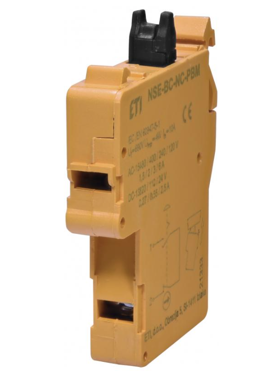 Контактний блок ETI NSE-BC-NC-PBM 1NC 6A 240V AC/DC для кнопки-модуля грибок із функцієюсамоконтролю (4774114)