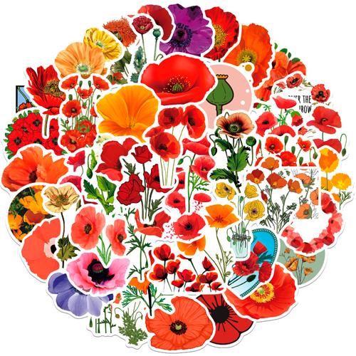 Набір наклейок Маки Poppies 50 шт. (3309)