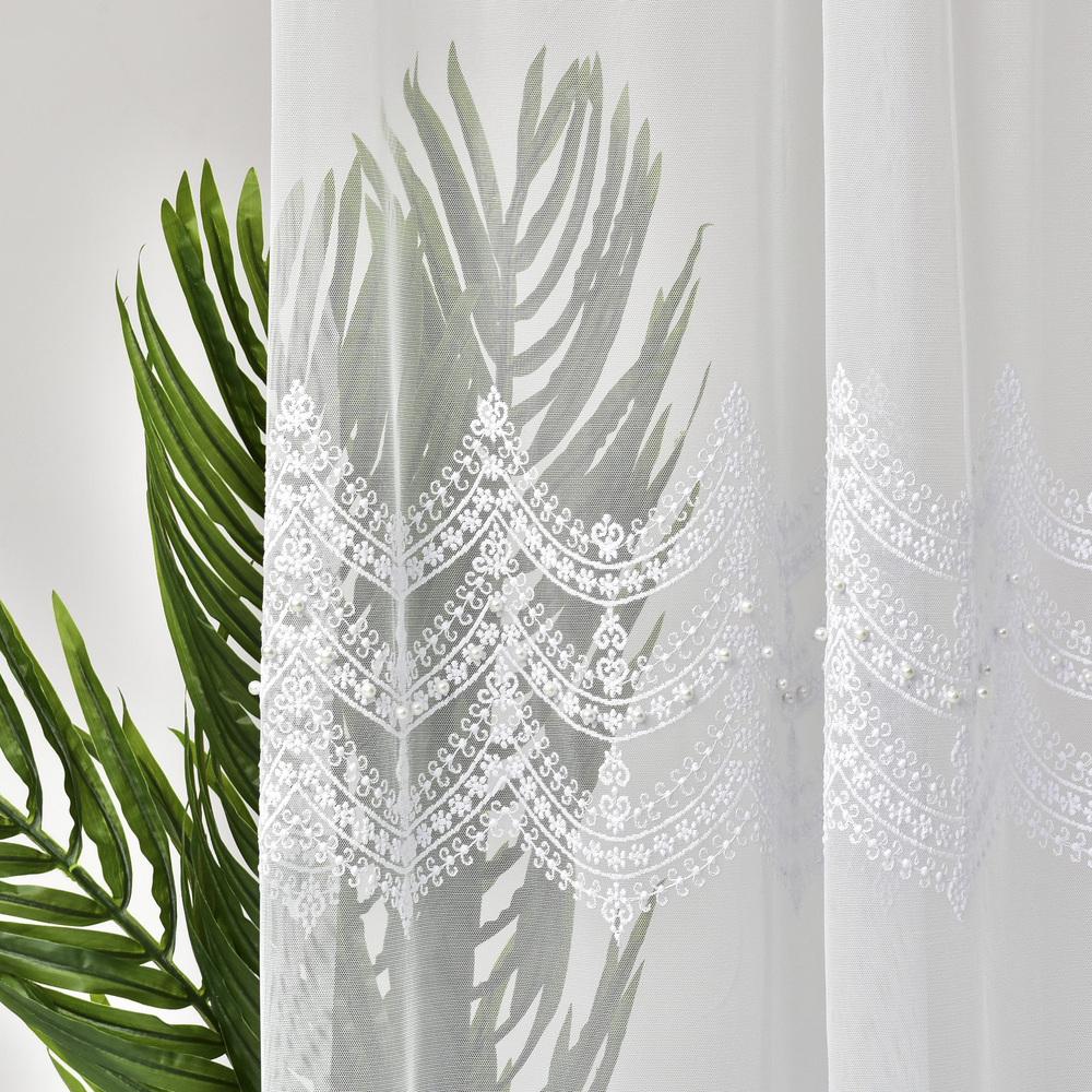 Тканина тюль фатин з вишивкою TAMA beyaz 122 гр/м2 305 см (27060) - фото 4