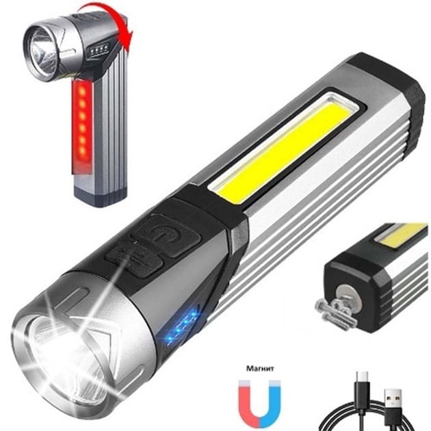 Ліхтарик світлодіодний 508-OSL + COB портативний поворотний USB магнітний (23678374) - фото 4 Ліхтарик світлодіодний 508-OSL + COB портативний поворотний USB магнітний (23678374) - фото 4