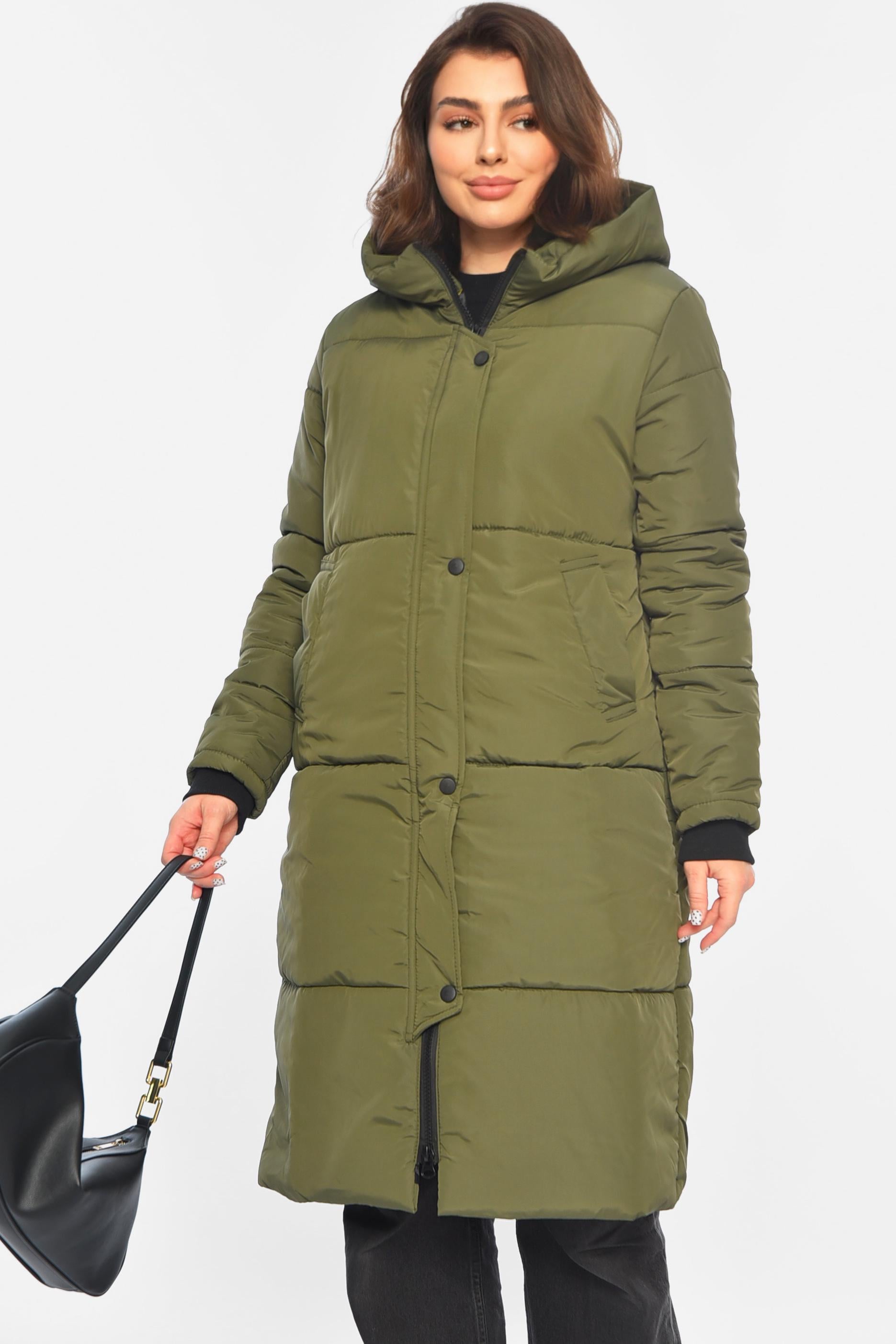 Куртка женская удлиненная демисезонная M Темно-зеленый (196468)