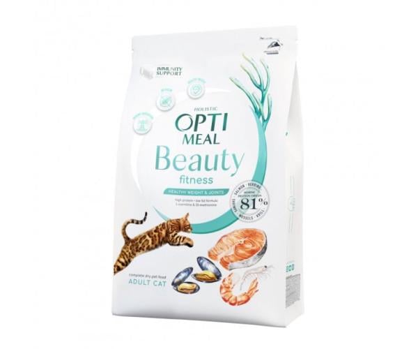 Корм сухой для кошек Optimeal Cat Beauty Fitness Healthy Weight&Joints на основе морепродуктов беззерновой 4 кг