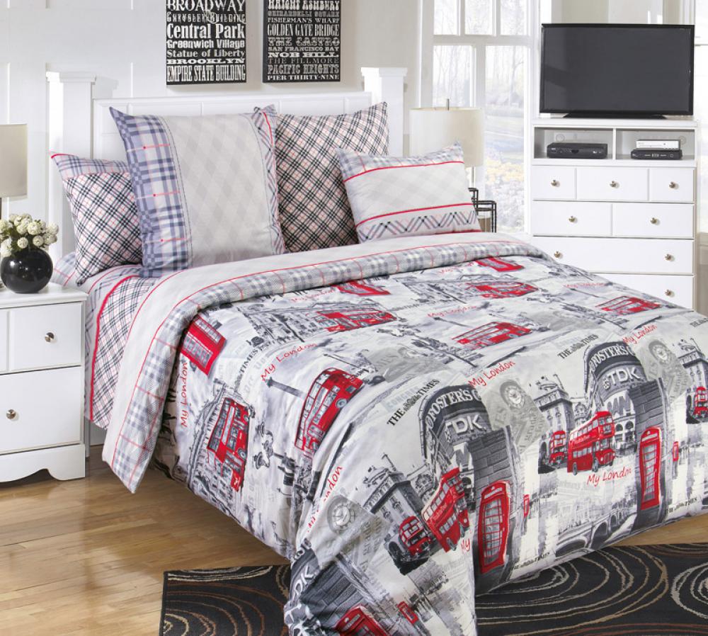 Комплект постельного белья Комфорт текстиль Перкаль Лондон 180x215 см Двуспальный 50x50 см ( КТ_pvu_2066_2_50x50 )