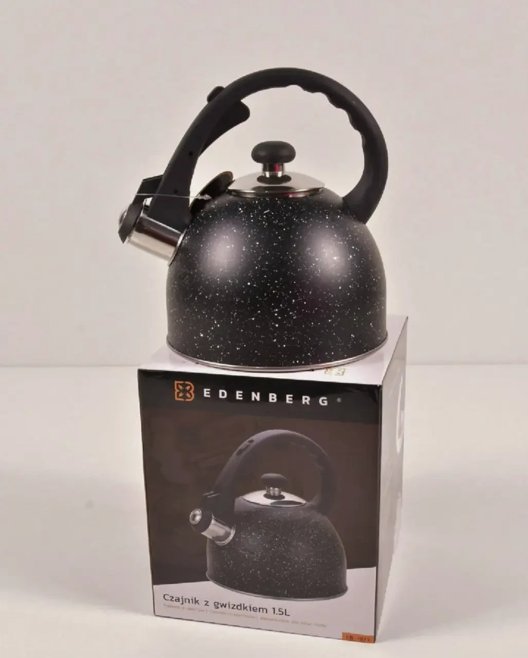 Чайник с свистком для индукционной плиты Edenberg EB-1973 1,5 л Черный (2530556638) - фото 1