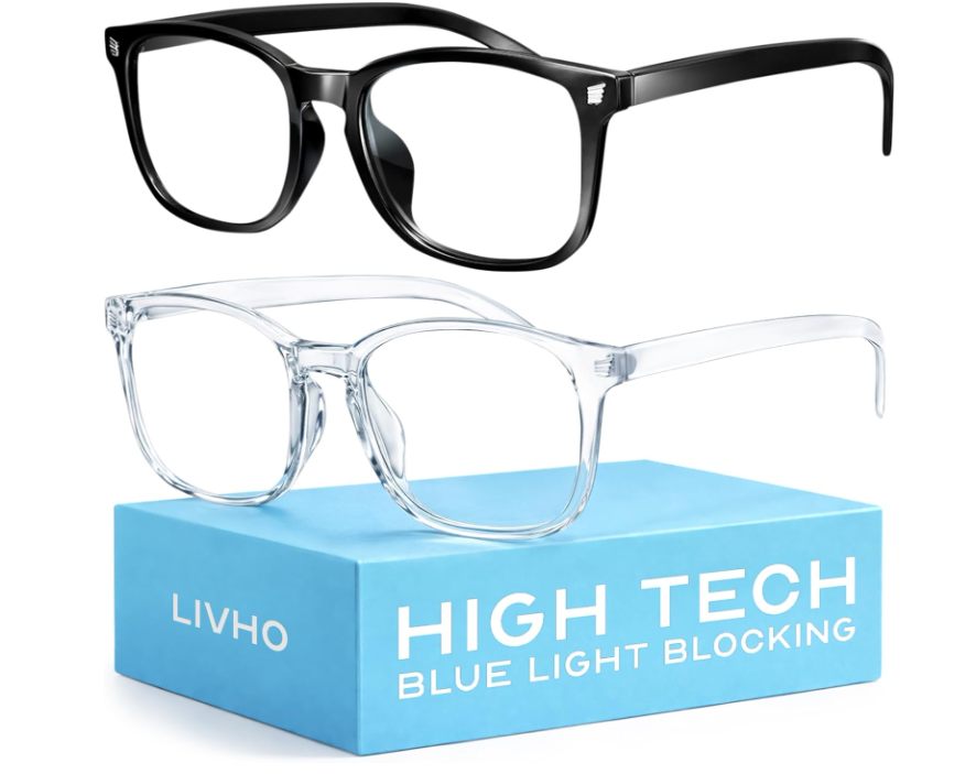 Набор очков Livho High Tech Blue Light Glasses компьютерные с защитой от синего света и UV 2 шт. оправа Черный и прозрачный (3041841352)