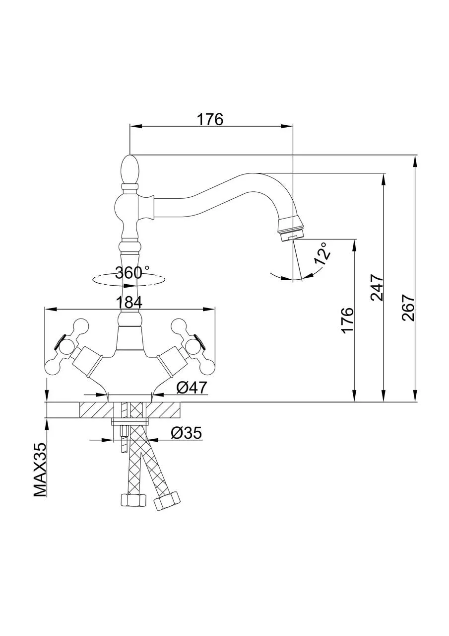 Смеситель кухонный Frap F4019-4 Бронзовый (24582905) - фото 5