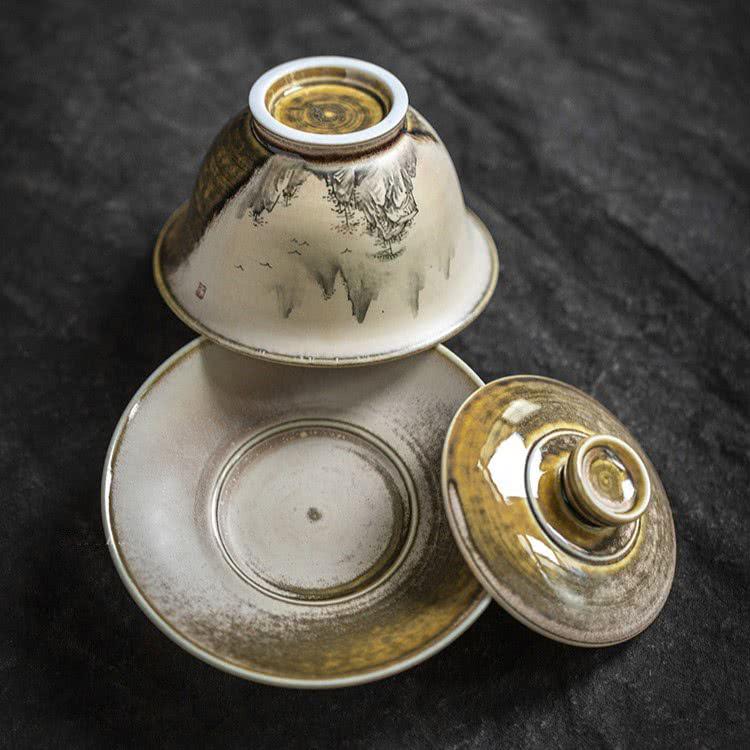 Гайвань керамическая коллекционная Пейзаж для китайской чайной церемонии 130 мл с блюдцем и крышкой (919) - фото 2 Гайвань керамическая коллекционная Пейзаж для китайской чайной церемонии 130 мл с блюдцем и крышкой (919) - фото 2