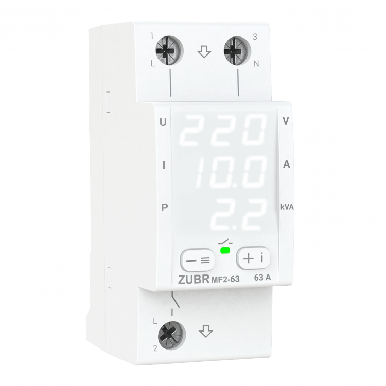 Реле мультифункциональное ZUBR MF2-63 63A max 80A 13900BA (4820120222566) Реле мультифункциональное ZUBR MF2-63 63A max 80A 13900BA (4820120222566)