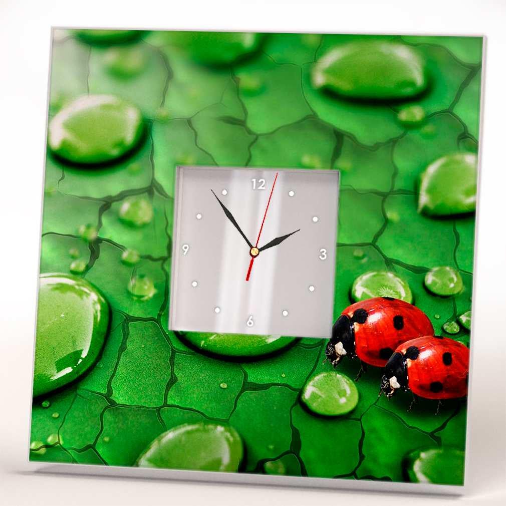 Часы настенные картина WonderCloud божья коровка 260x260 мм (C03849)