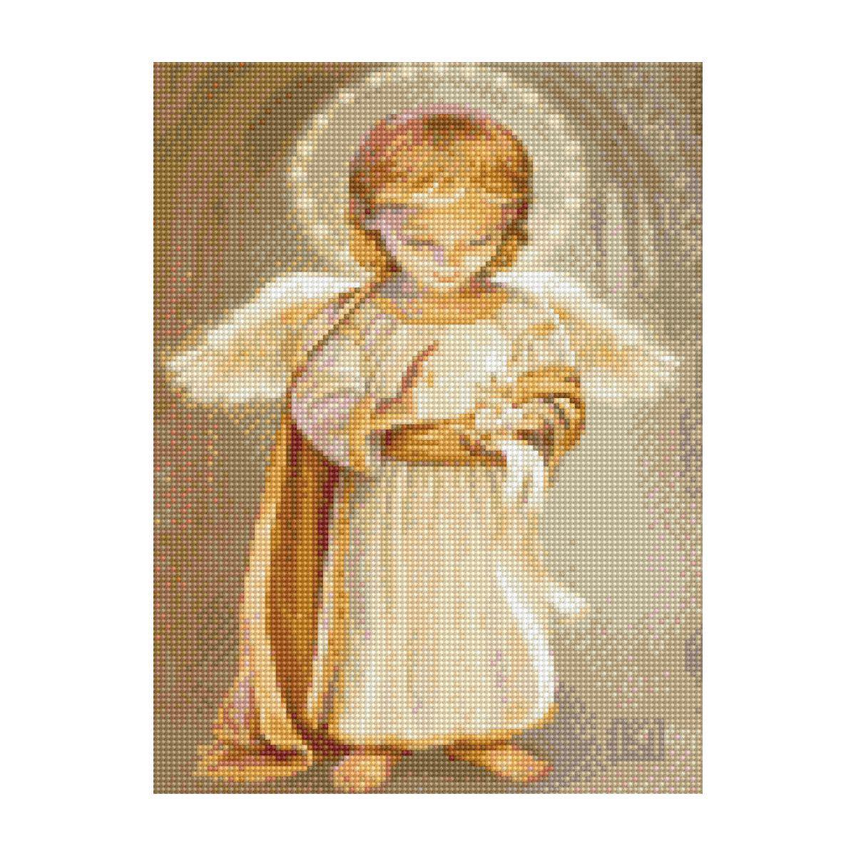 Алмазная мозаика Strateg Ангелочек с огнем 30х40 см (Str-HX002)