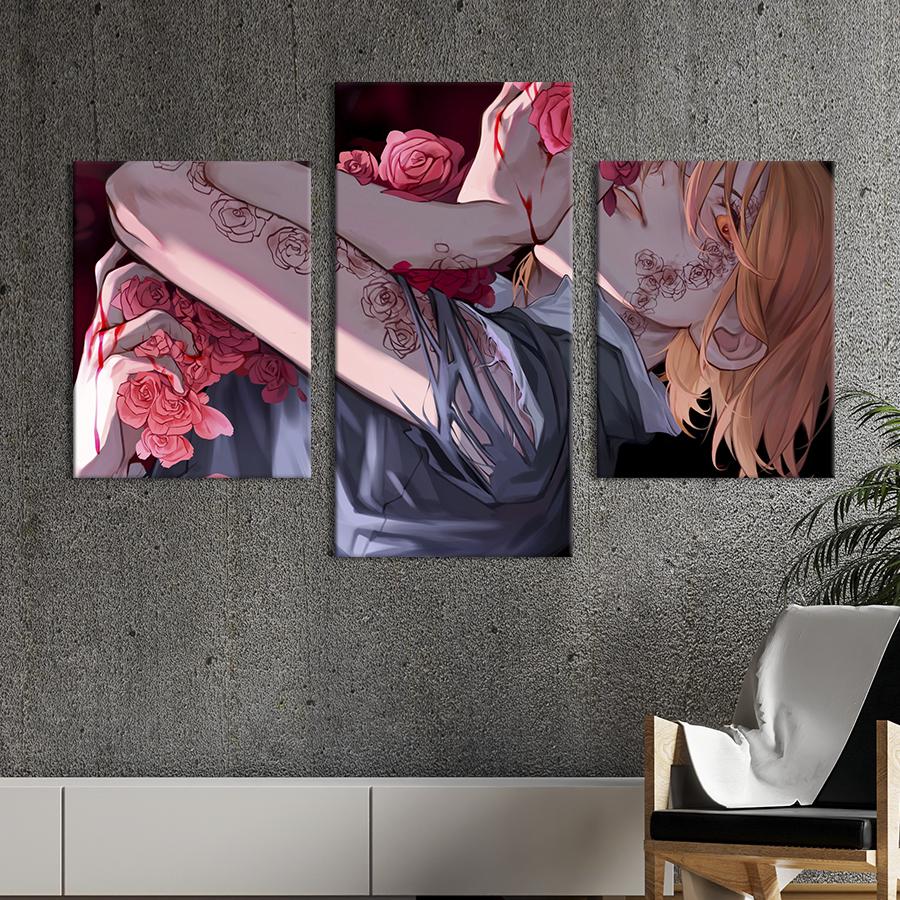 Картина на холсте триптих Прекрасная Нобара Кугисаки 96x60 см (1447-32)