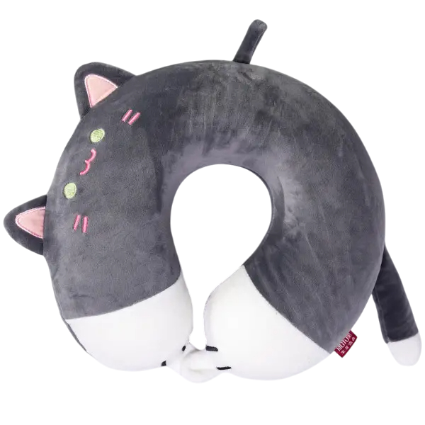 Подушка-рогалик для шеи Kitty U-образная ортопедическая для сна и путешествий из плюш-велюра 30х30х10 см Серый (HP-56-11BG)
