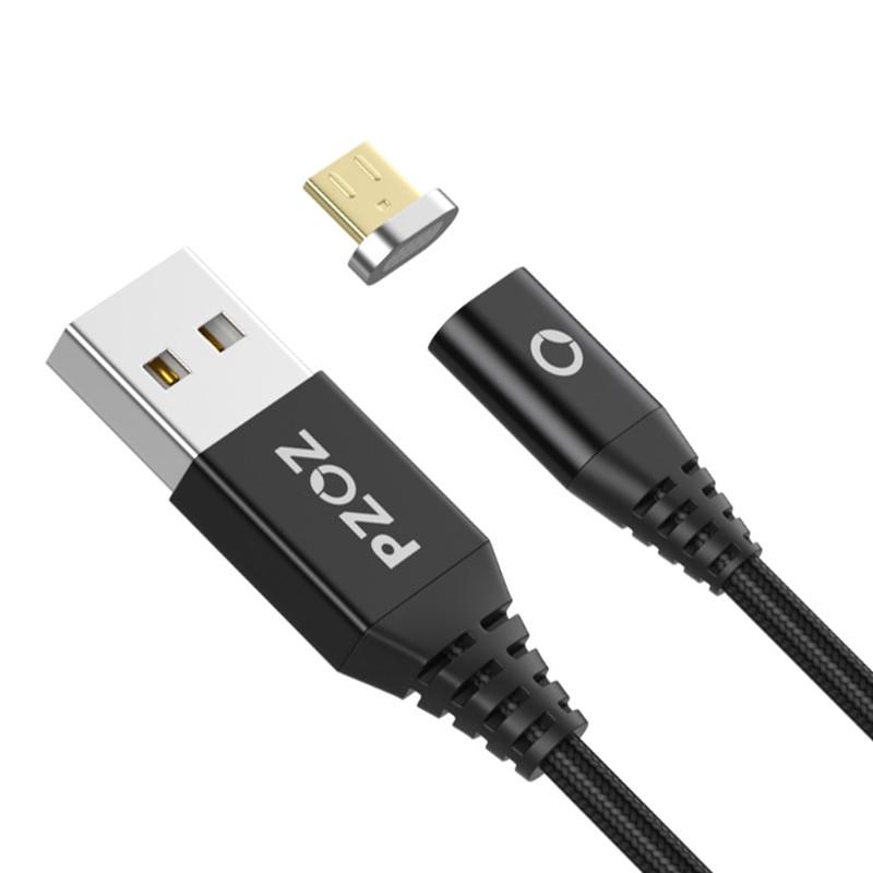 Магнитный кабель PZOZ Micro USB для зарядки и передачи данных 1 м Черный Магнитный кабель PZOZ Micro USB для зарядки и передачи данных 1 м Черный