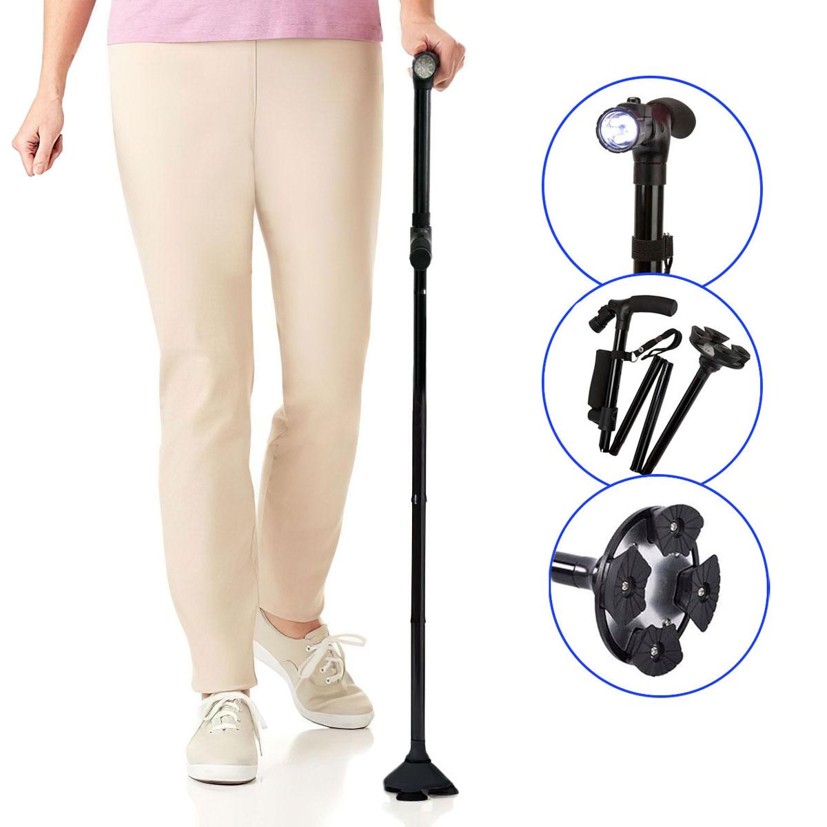 Тростина для ходьби Dependable folding cane регульована з ліхтариком 2 ручки Чорний (1010211-Black) - фото 2