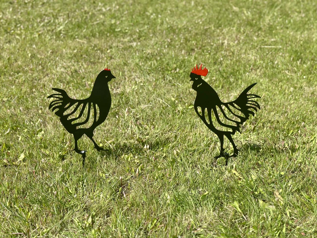 Садовая фигура Курица и петух металлический колышек для двора/сада/газона (DCR032) - фото 3