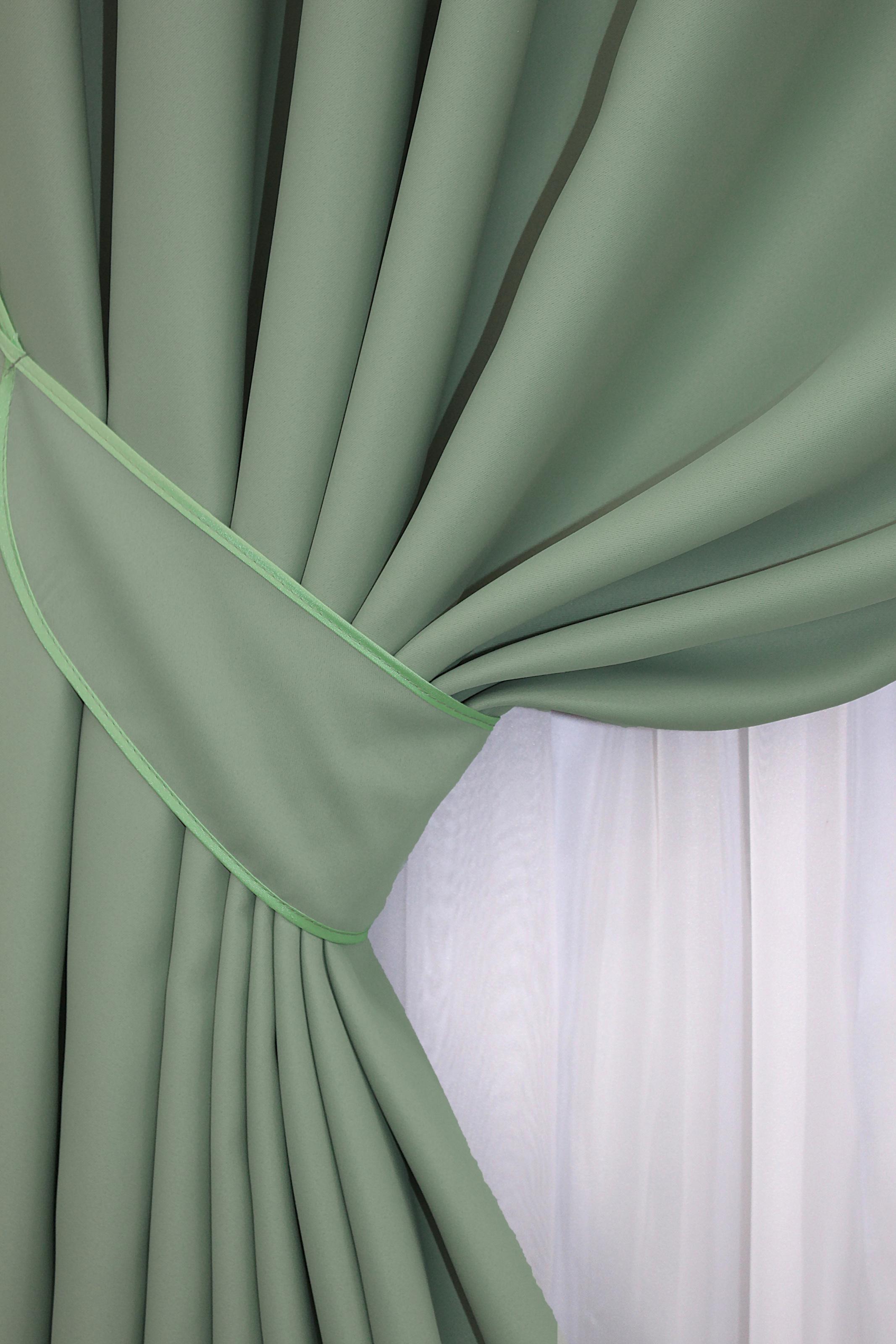 Комплект штор VR-Textil Fusion Dimout № 830ш й блекаут 150х270 см 2 шт. Фісташковий (30-613) - фото 4