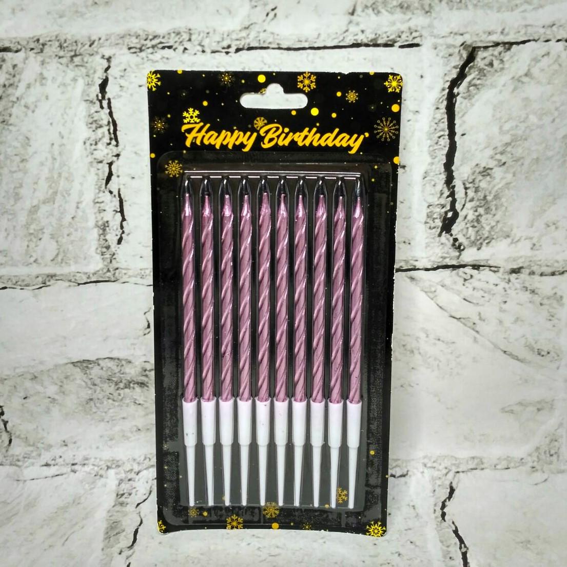 Свічки у торт на підставках Спіраль перламутр 10 шт. Рожевий (5-71586-1)