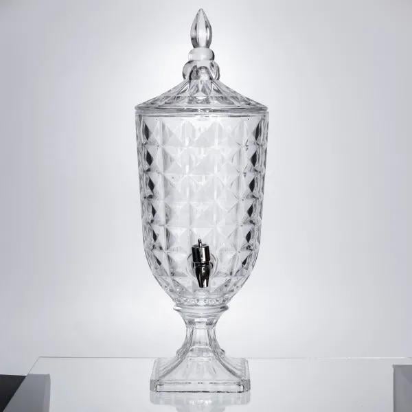 Лимонадница стеклянная на ножке с краном из толстого стекла для напитков 3 л Прозрачный (HP-19-18F)