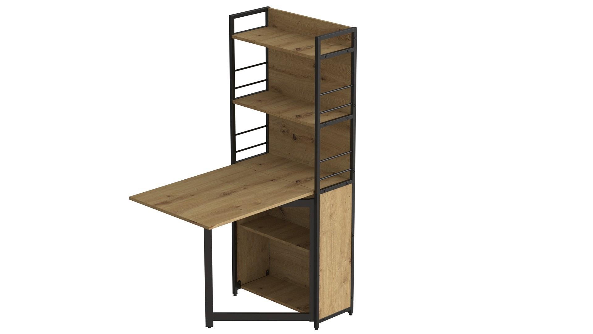 Стол книжка с этажеркой Ferrum-decor Практик 2 металл/ДСП 16 мм 1555x640x990 мм Черный/Дуб Артизан (FRD-104630) - фото 1 Стол книжка с этажеркой Ferrum-decor Практик 2 металл/ДСП 16 мм 1555x640x990 мм Черный/Дуб Артизан (FRD-104630) - фото 1