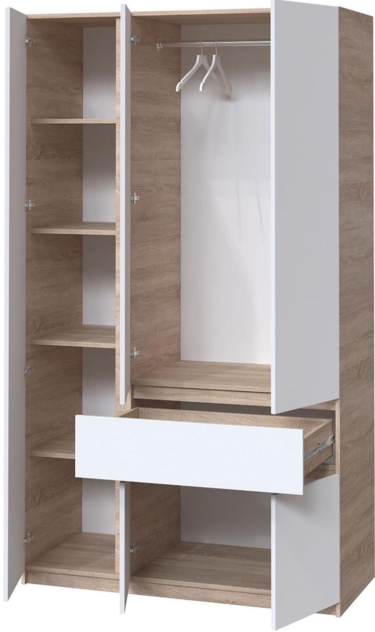 Шкаф для одежды без ручек с полками и ящиком из ЛДСП 1221х2000х520 мм Дуб сонома (20490) - фото 2 Шкаф для одежды без ручек с полками и ящиком из ЛДСП 1221х2000х520 мм Дуб сонома (20490) - фото 2