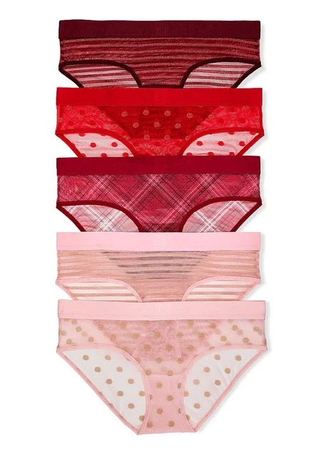 Набор трусиков женский Victoria's Secret Sheer Heritage Shimmer Hiphugger 5в1/XS Разноцветный (3088148902)