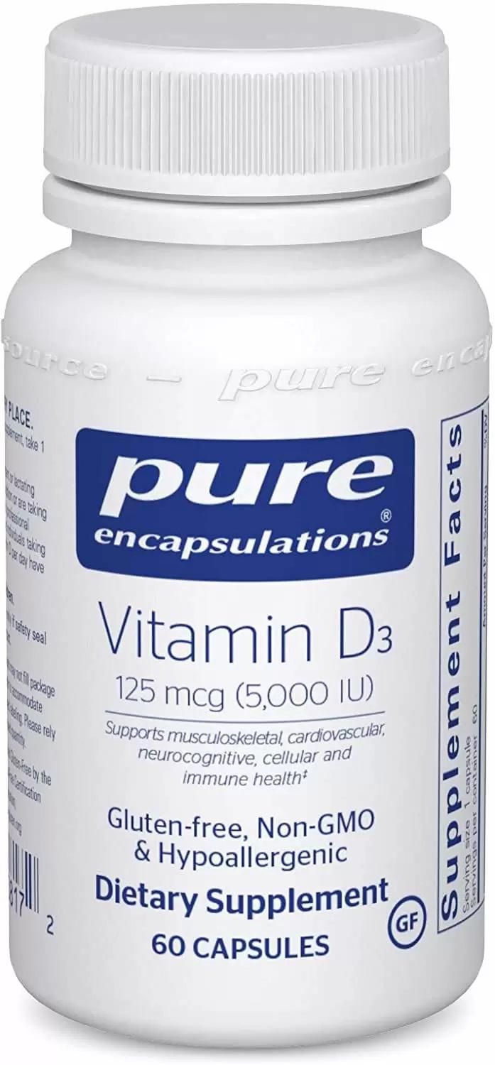 Витамин D Pure Encapsulations Vitamin D3 5,000 UI 60 Caps (PE-00817)