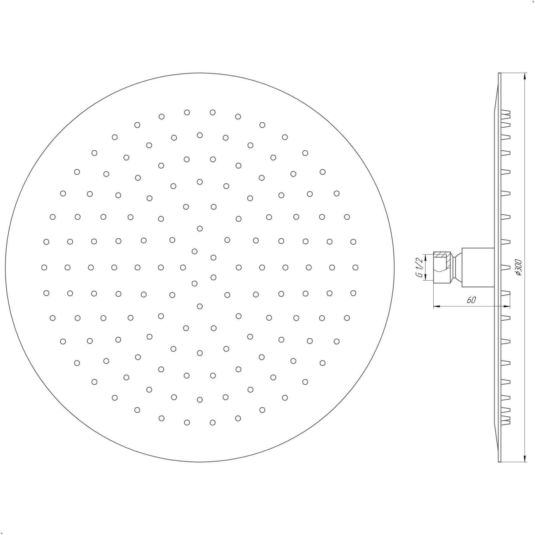 Лейка для верхнего душа Globus Lux STS-0300 000013412 300 мм Сатин (110307) - фото 6