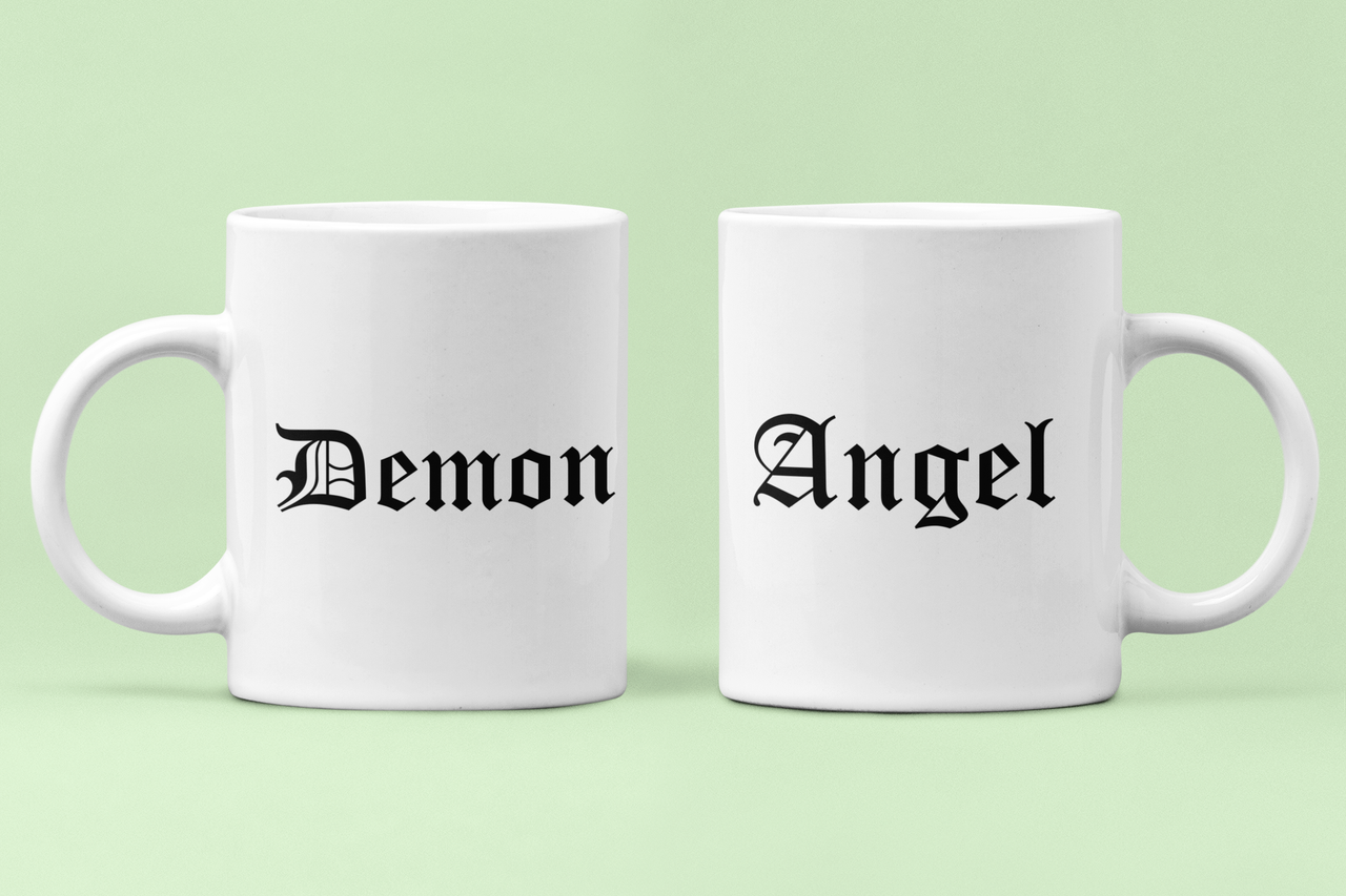 Чашки парные "Angel Demon"для влюбленных 330 мл Белый (ВЛ159Ч)