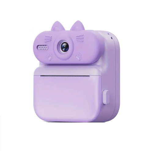 Фотоапарт цифровий дитячий  з вушками для миттєвого друку та запису Фіолетовий (SD-391)